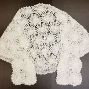 Vintage 90s Handmade In Japan Flowers Design Shawl With Built In Mittens